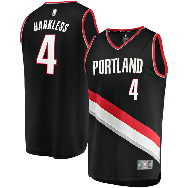 Maillot Portland Trail Blazers Homme Maurice Harkless 4 Icon Edition Noir